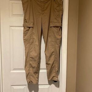 Lauren Ralph Lauren Tan Utility Cargo Pants With Snap Button Ankle Cuff Size 16